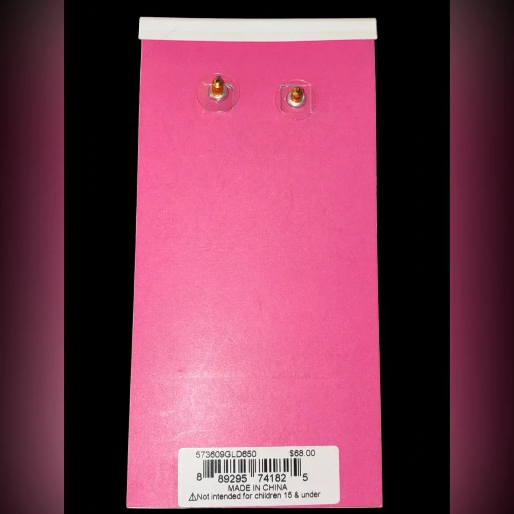 BETSEY JOHNSON Easter Spring Pink & Green Crystal-Studded Tulip Earrings NEW NWT - Picture 7 of 7